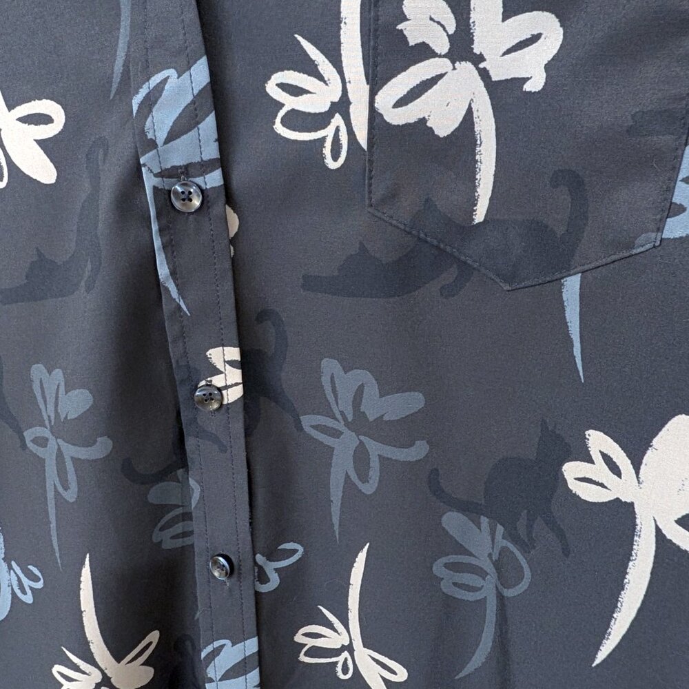 Like New CON.STRUCT Cat Floral Long Sleeve Everyday Shirt, size XL - Picture 4 of 12